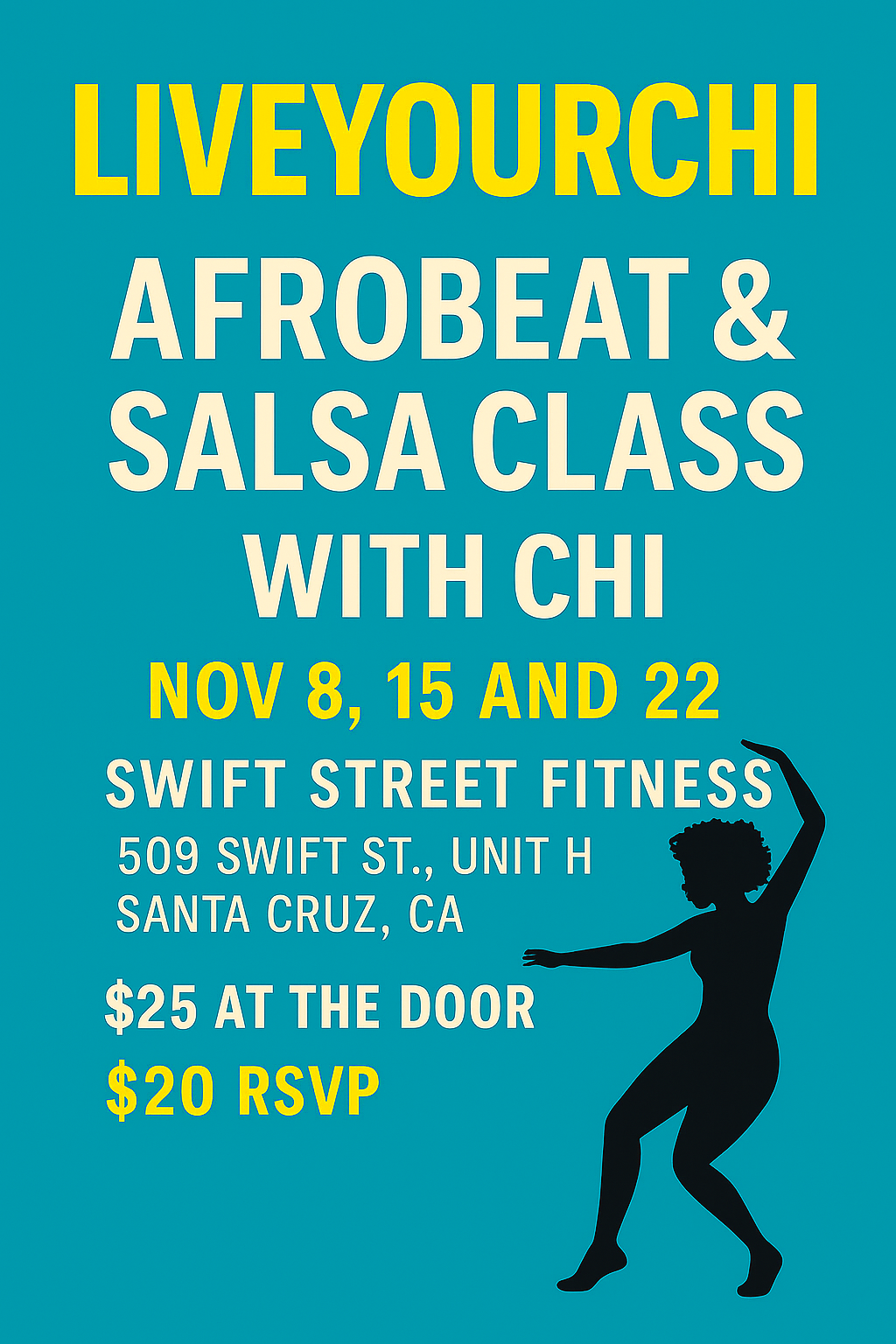 Flyer for Afrobeat & Salsa with Chi